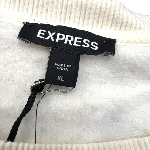 NEW Express Off White Tiger Stripe Embellished Glam Sweatshirt Sweater Top XL - Picture 7 of 16
